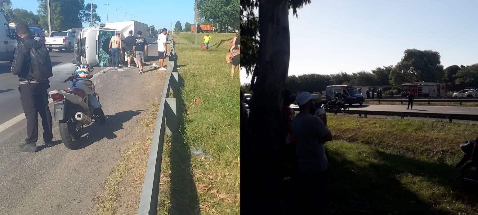Choque de dos camiones en la Autopista Ezeiza-Ca&ntilde;uelas: una persona herida