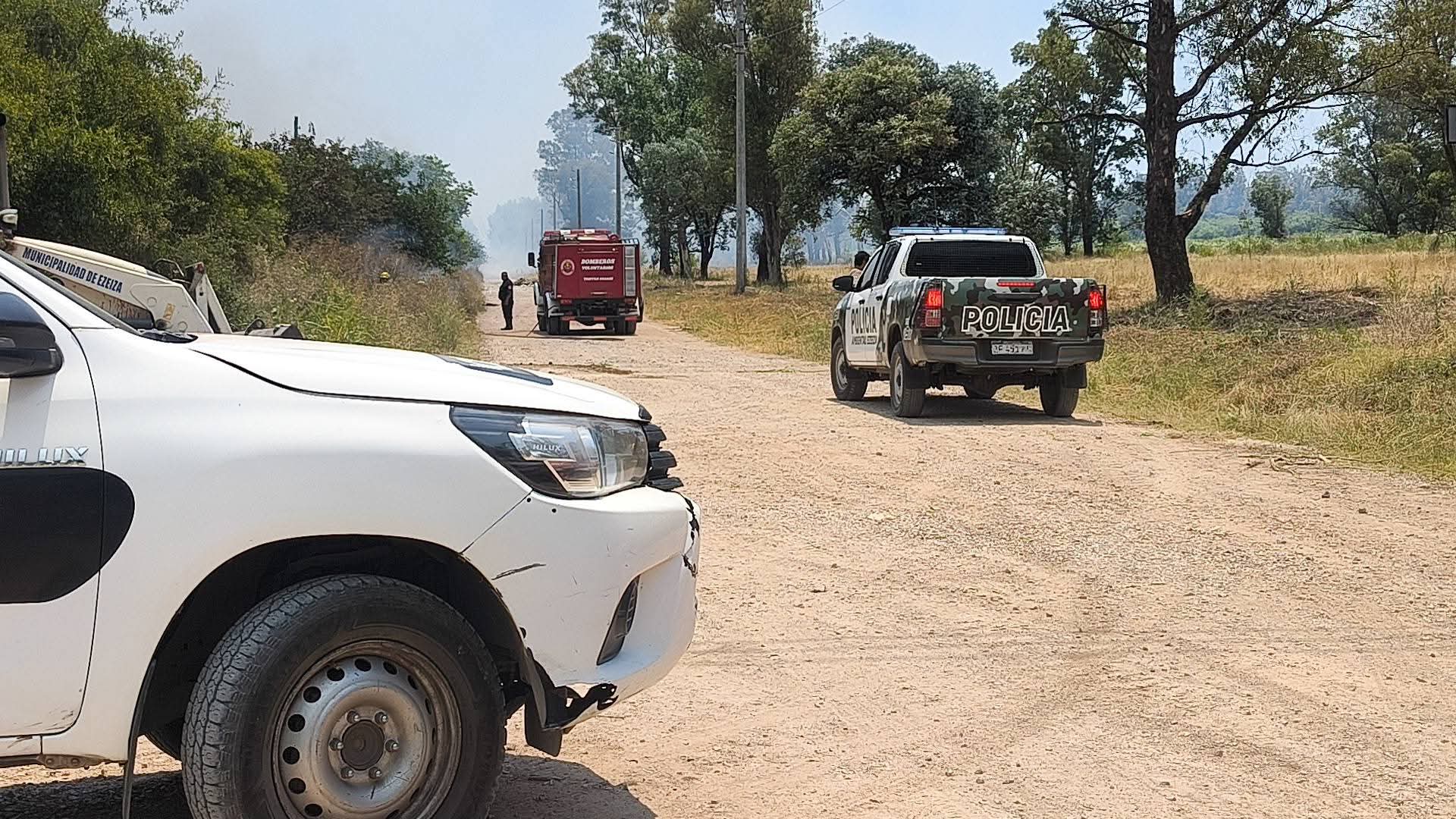 Incendio de pastizales en Ezeiza